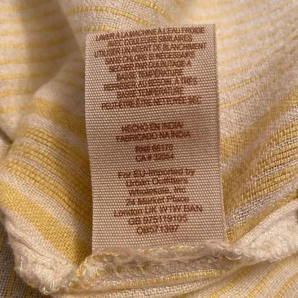 Free People Yellow and White Striped Cinched Shoulder Collared Button Down Top - Picture 9 of 9